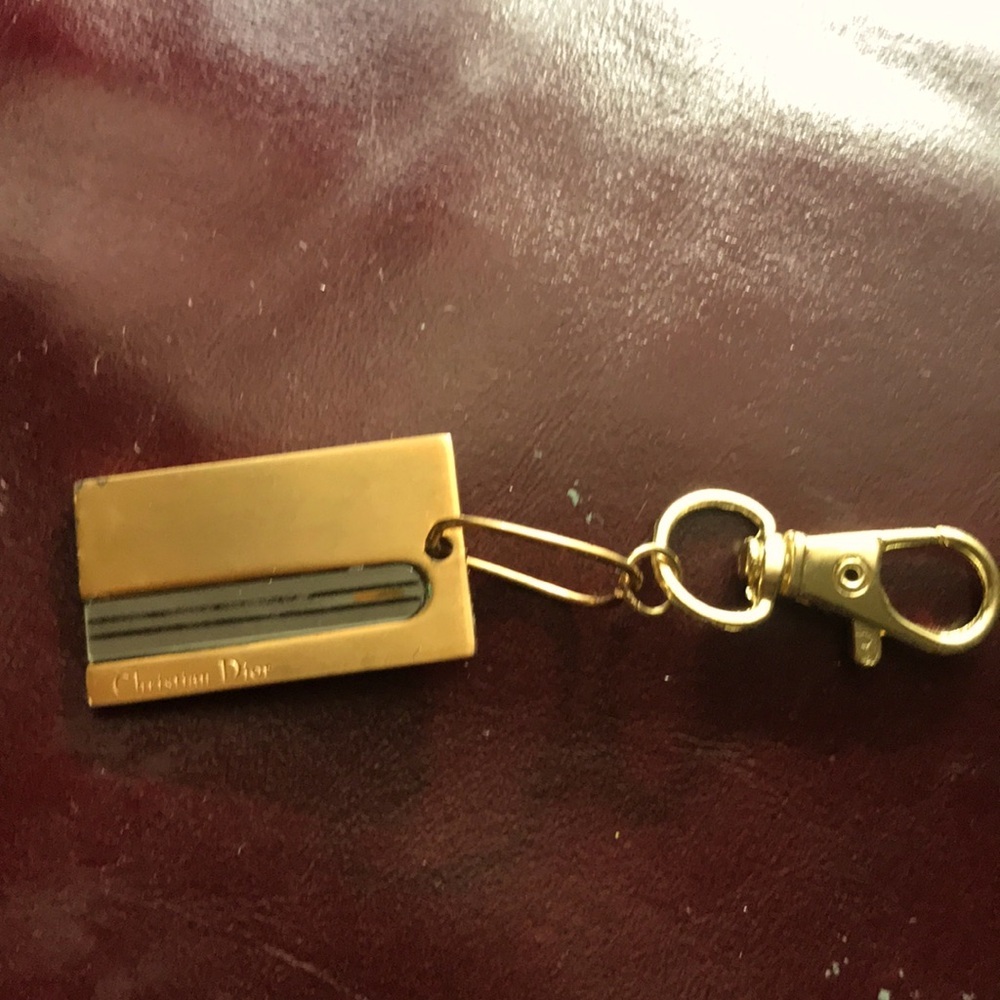 CHRISTIAN DIOR GOLDTONE KEYCHAIN / BAG ZIPPER PULL USED GOOD CONDITION